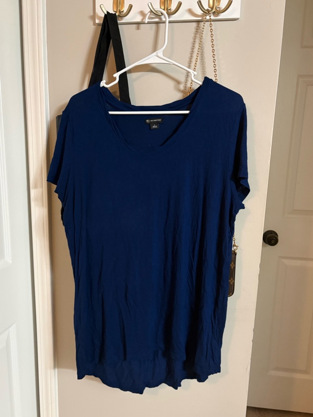 new directions Navy Short Sleeve V-Neck Tee
